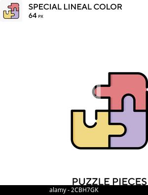 Puzzle pieces special lineal color vector icon. Puzzle pieces icons for your business project Stock Vector