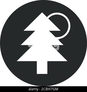 pine tree sun nature block and flat icon vector illustration Stock Vector