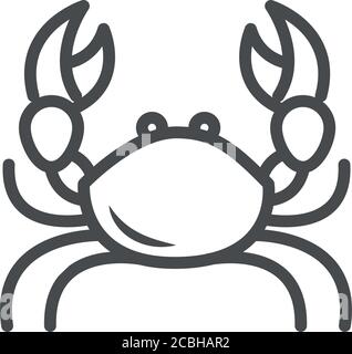 crab with big claws crustacean over white background line style icon vector illustration Stock Vector