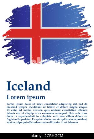 Flag of Iceland, Iceland. Template for award design, an official document with the flag of Iceland. Bright, colorful vector illustration. Stock Vector