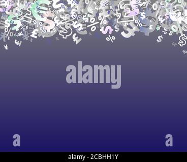 Vector pattern with Euro, Dollar, percent, Pound. Abstract illustration with colored financial digital symbols. Background for currency exchange Stock Vector