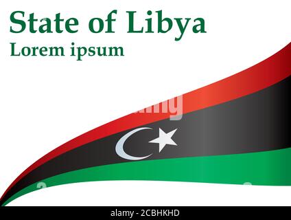 Flag of Libya, State of Libya. Template for award design, an official document with the flag of Libya. Bright, colorful vector illustration. Stock Vector