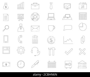 Illustration vector design of business icon outline template. Icon set Stock Vector