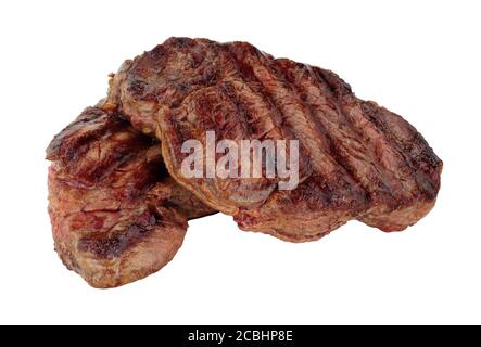 Grilled juicy fillet beef steaks isolated on a white background Stock Photo