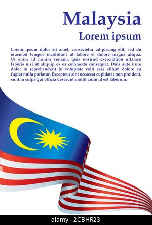 Flag of Malaysia, Malaysia. Template for award design, an official document with the flag of Malaysia. Bright, colorful vector illustration. Stock Vector