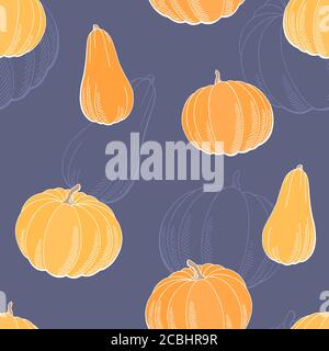 Pumpkin color graphic seamless pattern sketch background illustration vector Stock Vector