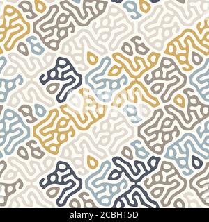 Abstract organic background, natural maze labyrinth, reaction diffusion pattern. Seamless vector pattern. Abstract natural background. Organic texture Stock Vector