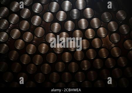 Industrial texture created using paper straws, playing with light Stock Photo