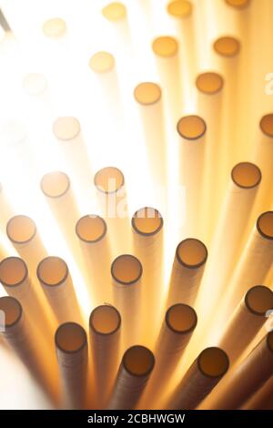 Industrial texture created using paper straws, playing with light Stock Photo