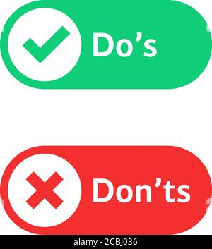 check marks ui button with dos and donts. flat simple style trend ...