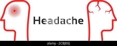 two red headache linear logo Stock Vector