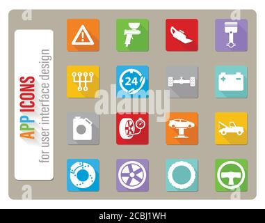 car shop icon set Stock Vector