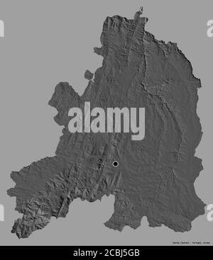 Guarda, district of Portugal. Bilevel elevation map with lakes and ...