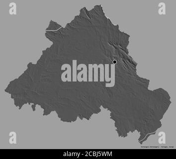 Shape of Portalegre, district of Portugal, with its capital isolated on a solid color background. Bilevel elevation map. 3D rendering Stock Photo