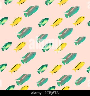 Seamless pattern of bright fishes , for wrapping paper, wallpaper, fabric pattern, backdrop, print, gift wrap, cover of notebook, envelope Stock Vector