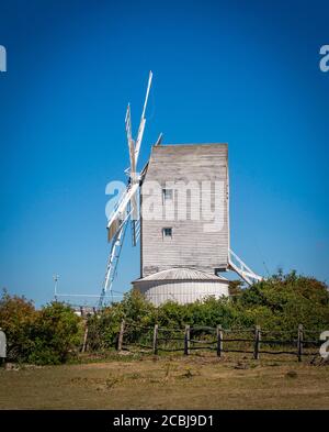 Ashcombe Mill post mill near Kingston near Lewes, East Sussex, UK Stock Photo