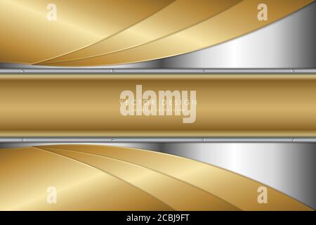 Metallic background.Luxury of gold with silver glossy.Elegant golden metal modern design. Stock Vector