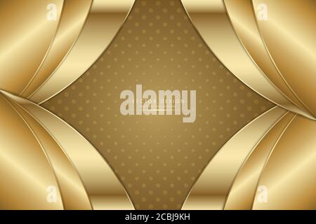 Metallic background.Luxury of gold with dotted minimal template.Golden metal modern design. Stock Vector