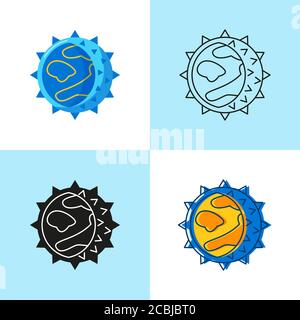 Hantavirus icon set in flat and line style. Virus cell symbols collection. Vector illustration. Stock Vector