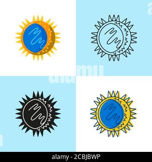 Rhinovirus icon set in flat and line style. Virus cell symbols collection. Vector illustration. Stock Vector