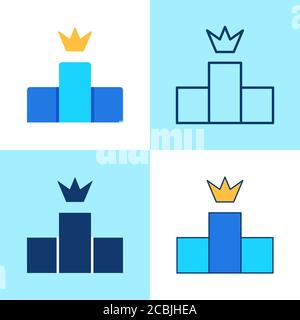 Ranking icon set in flat and line style. Vector illustration. Stock Vector