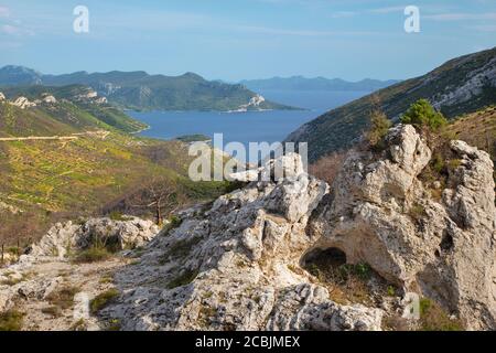 Croatia - The landscape and the coast of Peliesac peninsula . Stock Photo