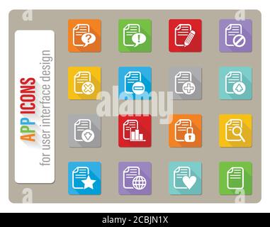 Add File document icon sign. A set of nine different colored labels ...