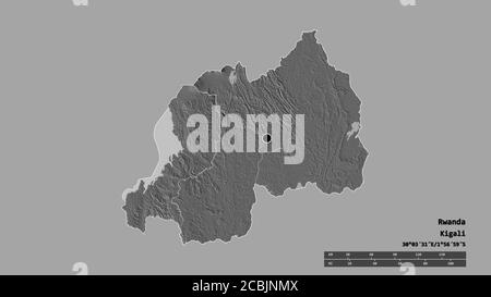 Main Rivers Rwanda Iburengerazuba, province of Rwanda. Bilevel elevation map with lakes ...
