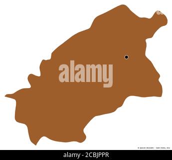 Shape of Al Quassim, region of Saudi Arabia, with its capital isolated on white background. Composition of patterned textures. 3D rendering Stock Photo