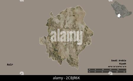 Asir Map 'Asir, region of Saudi Arabia. Solid color shape. Locations of major ...
