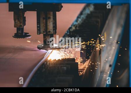 industrial steel cutting with plasma cutting machine Stock Photo