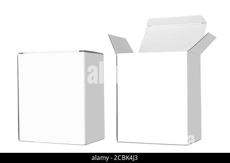 Download Blank Open And Closed White Square Boxes Mockup On White Background 3d Illustration Stock Photo Alamy PSD Mockup Templates