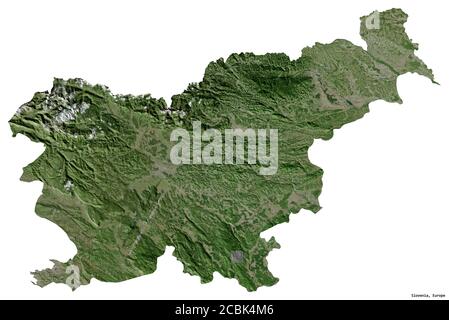 Shape of Slovenia with its capital isolated on white background ...