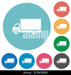Freight car flat white icons on round color backgrounds Stock Vector