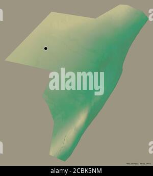 Mudug, region of Somalia. Solid color shape. Locations and names of ...