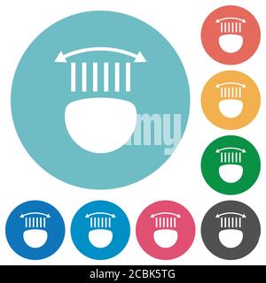 Car headlight control flat white icons on round color backgrounds Stock Vector