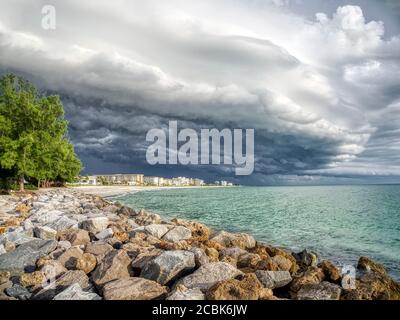 Summer storm over Gulf of Mexcio in southwest city of Venice Florida in the United States Stock Photo