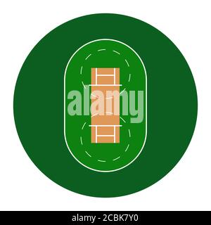 Cricket Field. Simple symbol and background. Vector Illustration isolated on a white background. Stock Vector