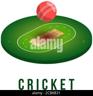 Cricket Field in isometric view, cricket stadium Vector illustration on ...