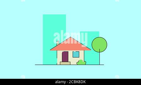 Concept of construction flat style house, isolated on white background ...