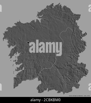 Galicia, autonomous community of Spain. Bilevel elevation map with ...