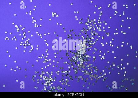 Purple background with silver stars sparkles Stock Photo