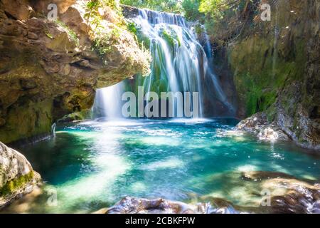 Waterfall of Akchour, Talassemtane National Park, Morocco Stock Photo