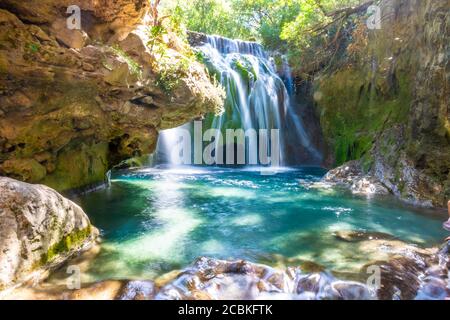 Waterfall of Akchour, Talassemtane National Park, Morocco Stock Photo