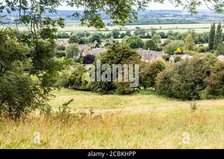 The Cotswold village of Laverton lying at the foot of the Cotswold scarp in Gloucestershire, UK