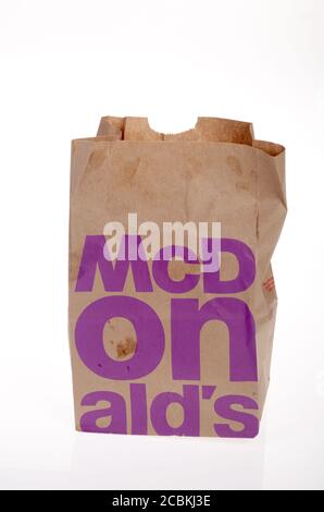 McDonald’s Fast Food Take-Out Bag Stock Photo