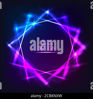 The shining neon banner. Multi-colored bright framework. Design element. Abstract background. Vector illustration. Stock Vector