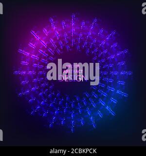 The sparkling neon banner.Flickering rays. Multi-colored bright framework. The shining geometrical figures. Design element. Abstract background. Vecto Stock Vector