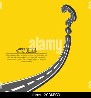 The road resting against a question mark.Way with an obstacle.Concept of a dilemma, obstacle, difficulty.Isometric illustration.Vector illustration in Stock Vector