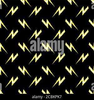Vector illustration symbolizing force, the power. Seamless pattern with regularly repeating lightning. Stock Vector